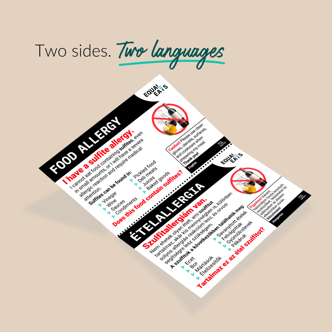 Sulfite Allergy Printable Card (PDF Download)