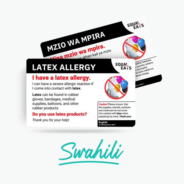 Swahili Latex Allergy Card