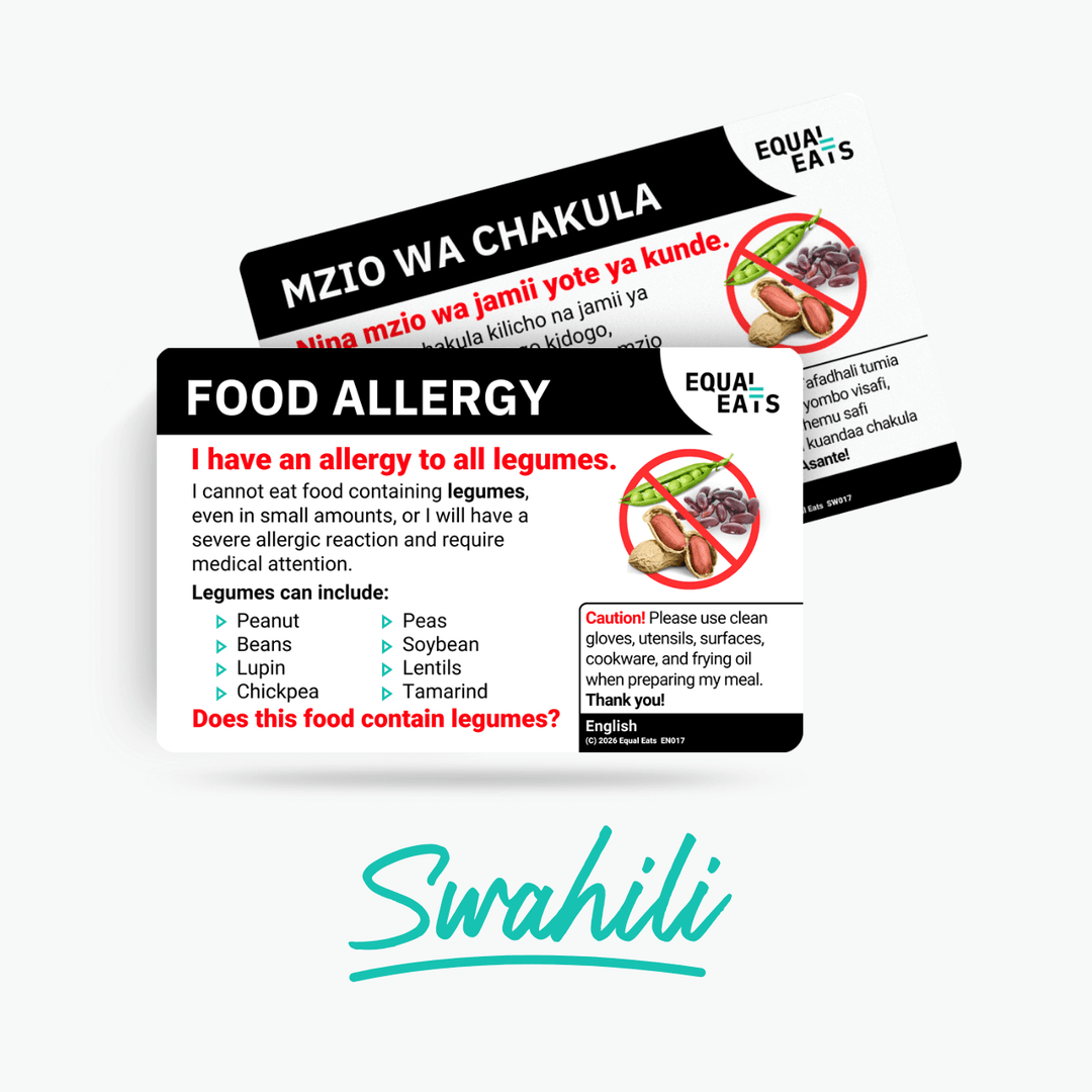 Swahili Legume Allergy Card | Be Understood in Tanzania | Equal Eats