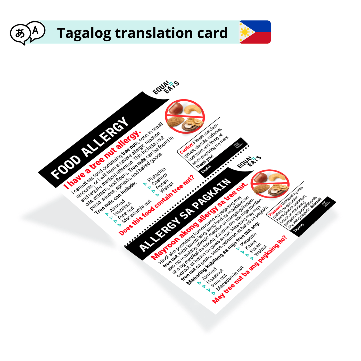 Tagalog Tree Nut Allergy Card
