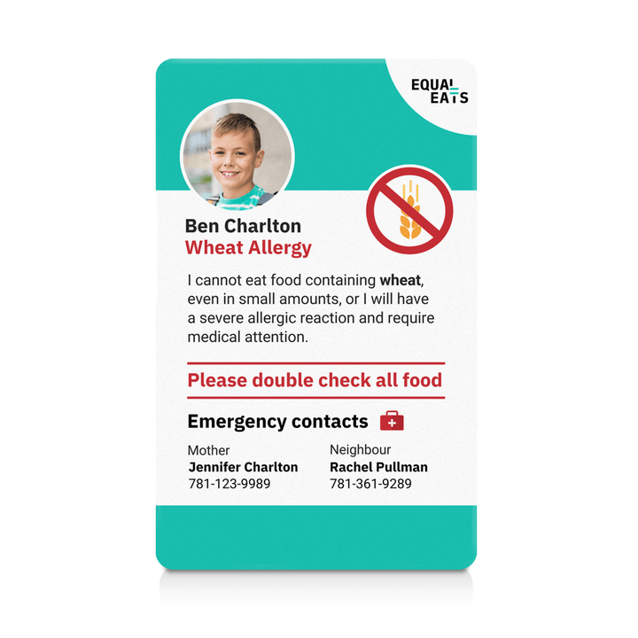 Teal Wheat Allergy ID Card (EqualEats)