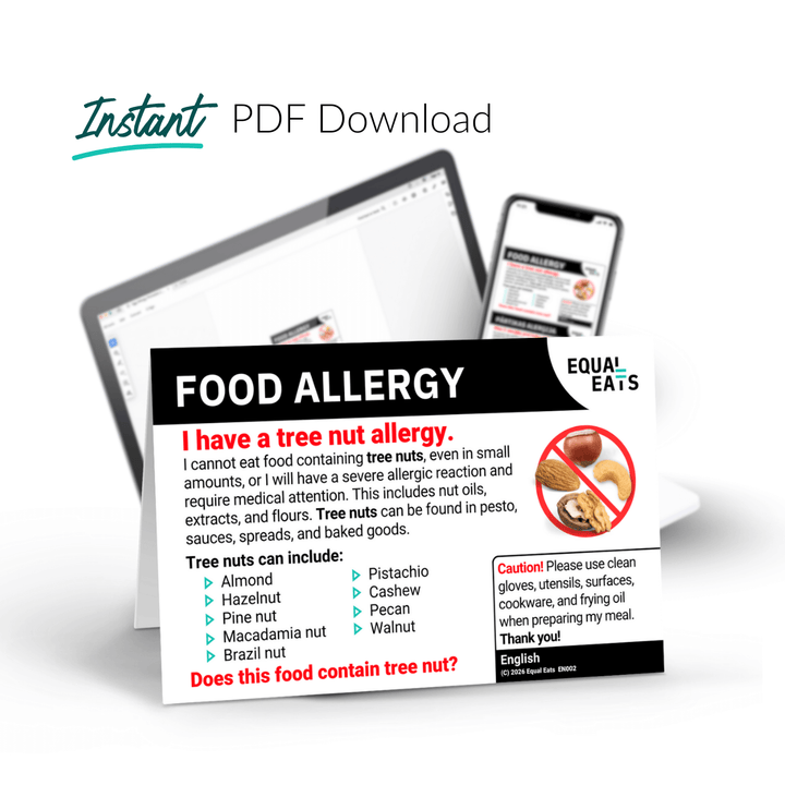 Tree Nut Allergy Printable Card (PDF Download)