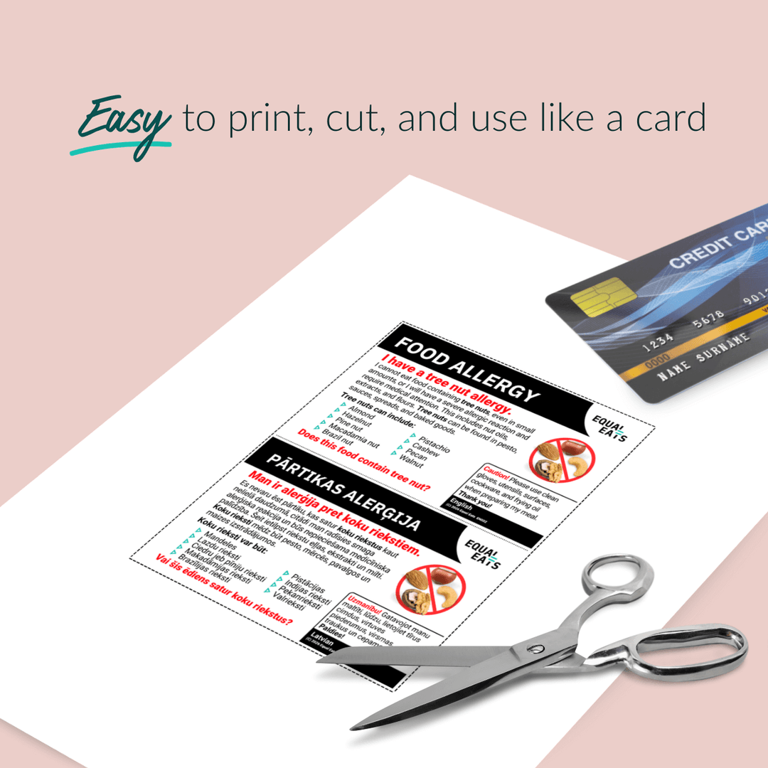 Tree Nut Allergy Printable Card (PDF Download)