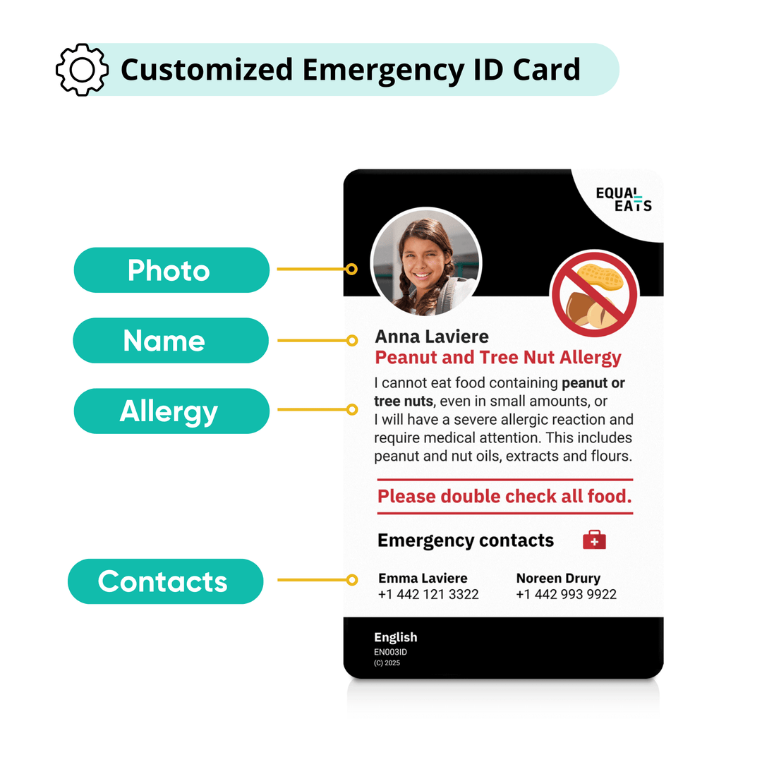 Peanut and Tree Nut Allergy Emergency ID Translation Card