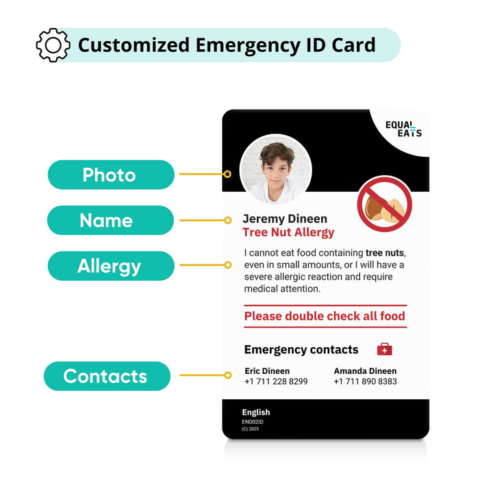 Tree Nut Allergy Emergency ID Translation Card