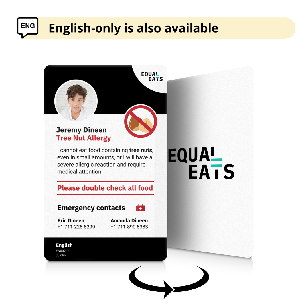 Tree Nut Allergy Emergency ID Translation Card