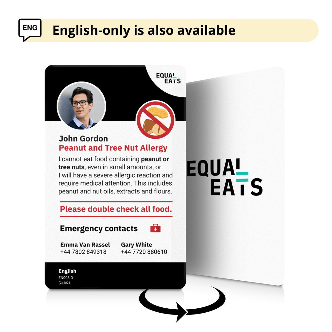 Peanut and Tree Nut Allergy Emergency ID Translation Card