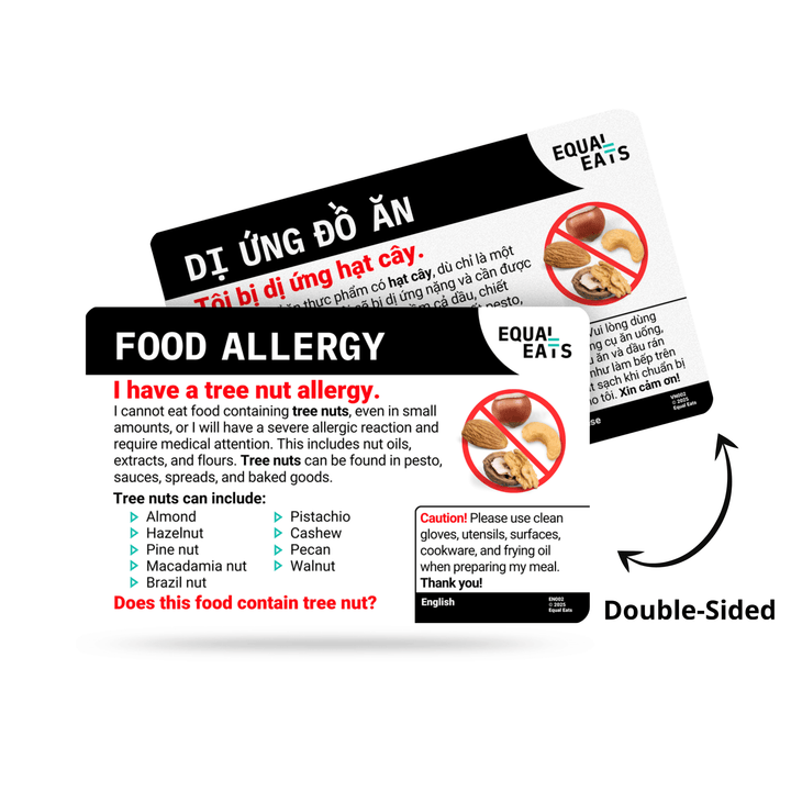 Translation Card for Travel with Nut Allergies