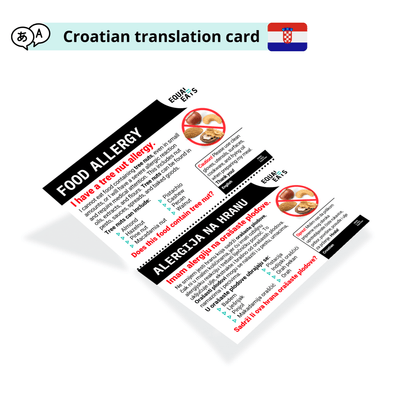 Croatian Tree Nut Allergy Card