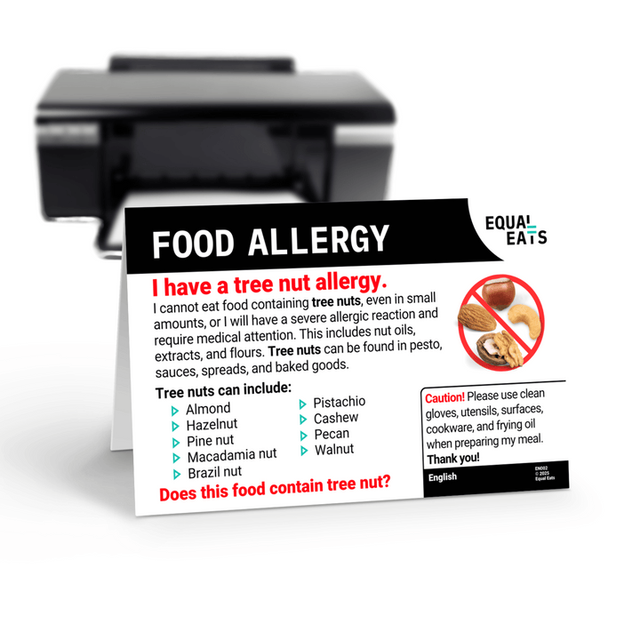 Tree Nut Allergy Printable Card