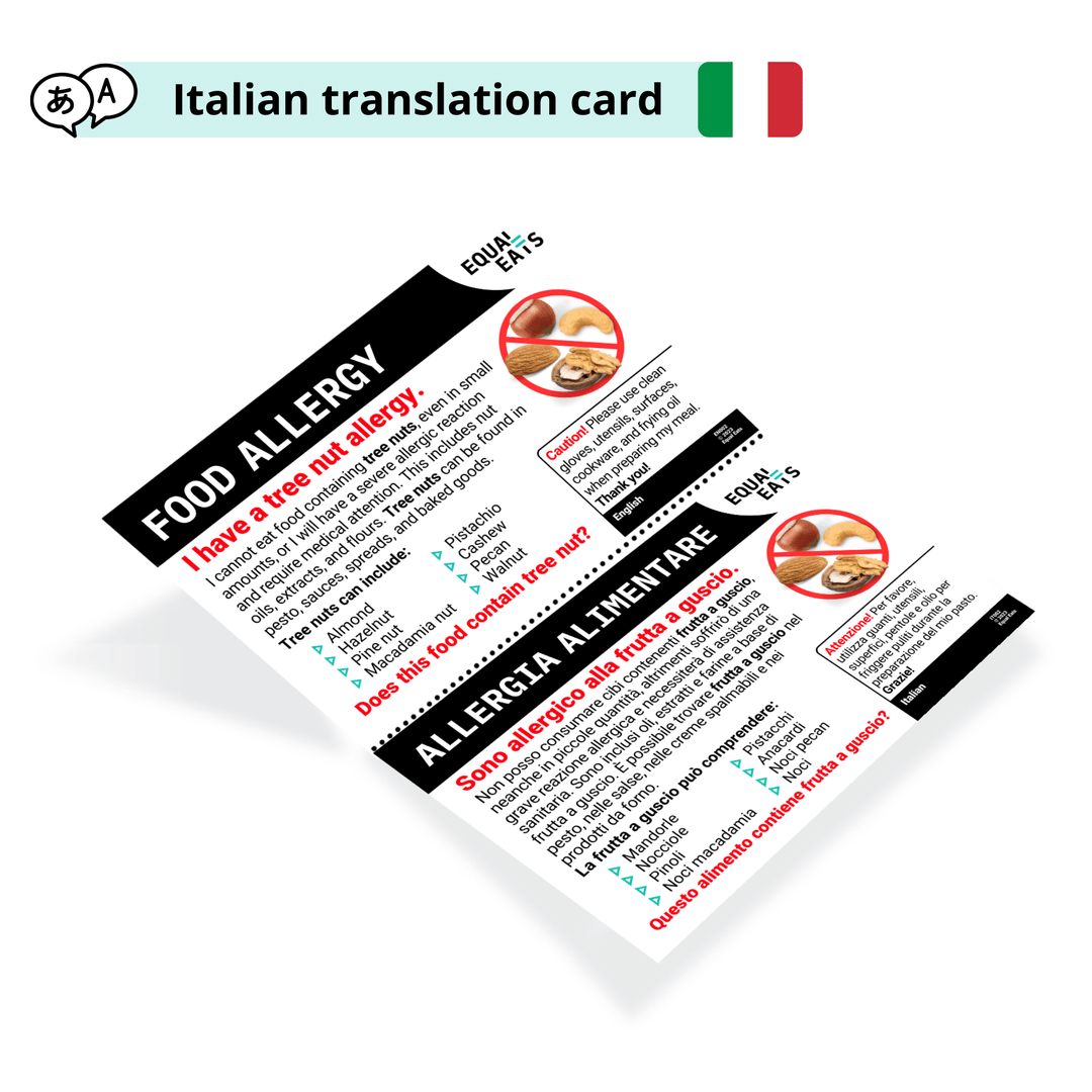 Italian Tree Nut Allergy Alert Card