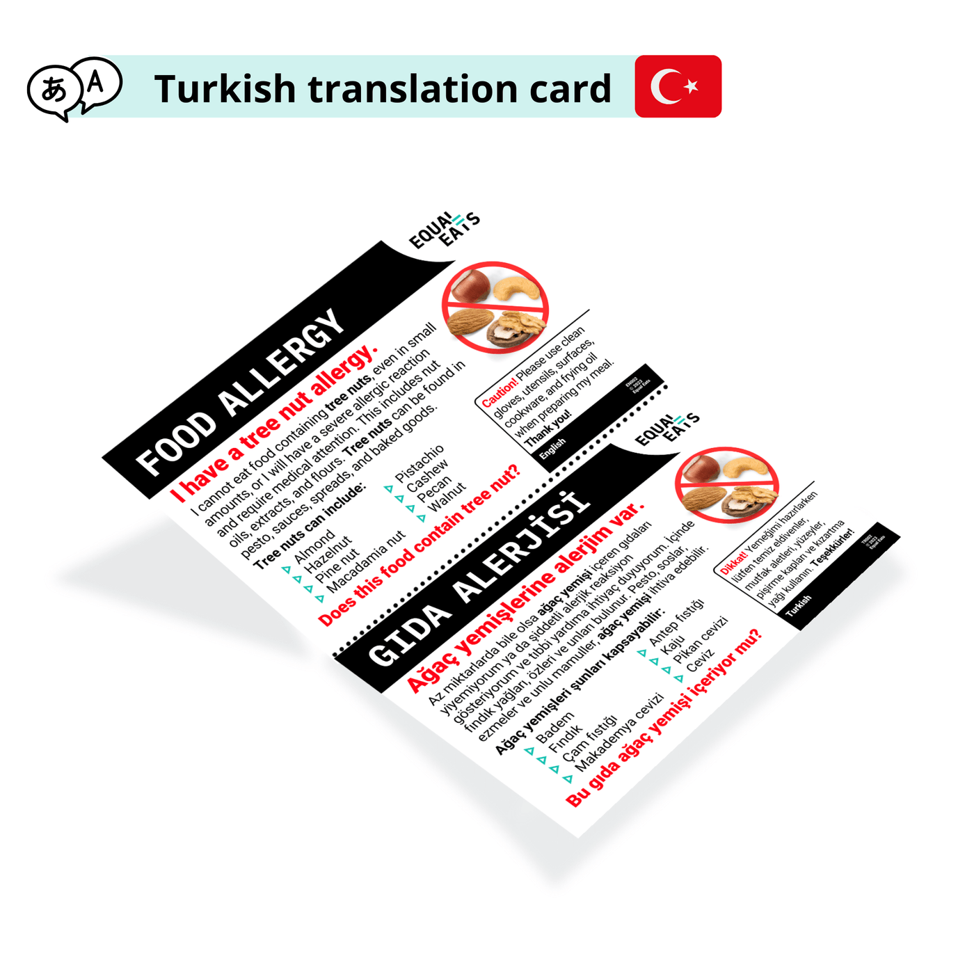 Turkish Tree Nut Allergy Card