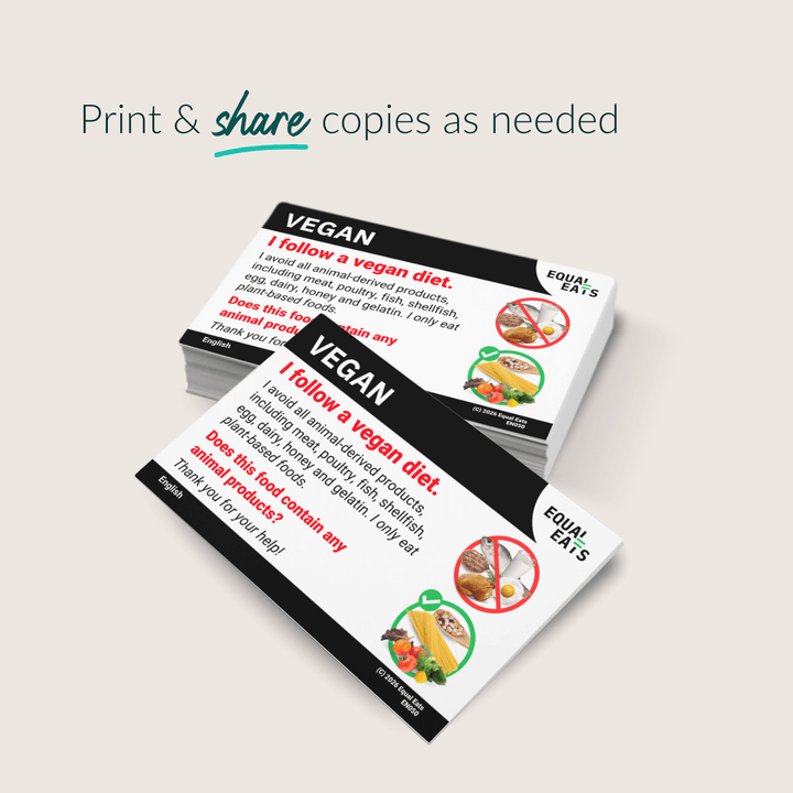 Vegan Diet Printable Card (PDF Download)
