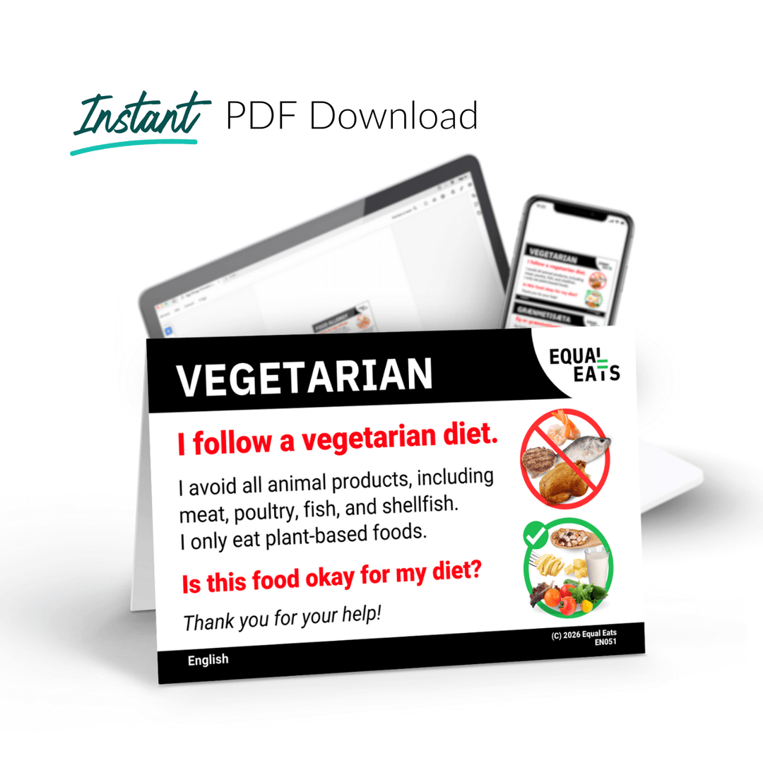 Vegetarian Diet Printable Card (PDF Download)