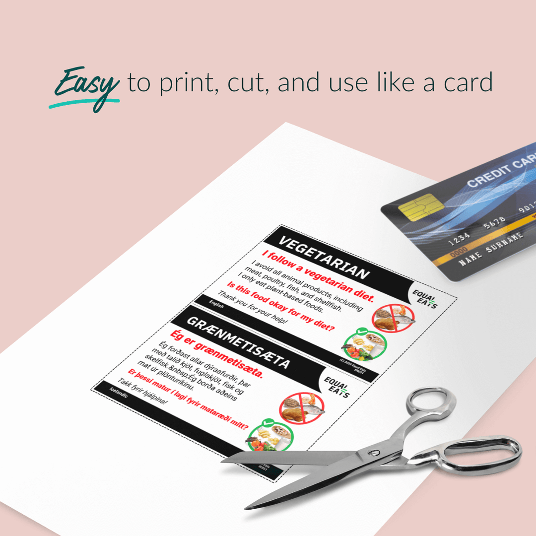 Vegetarian Diet Printable Card (PDF Download)