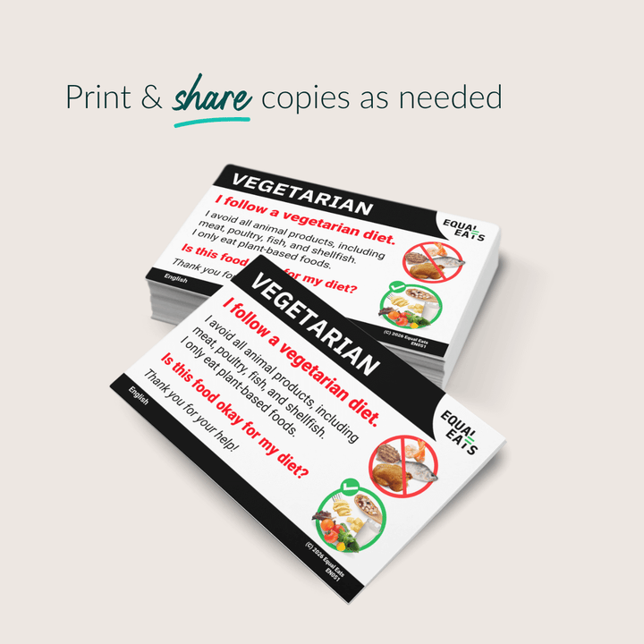 Vegetarian Diet Printable Card (PDF Download)