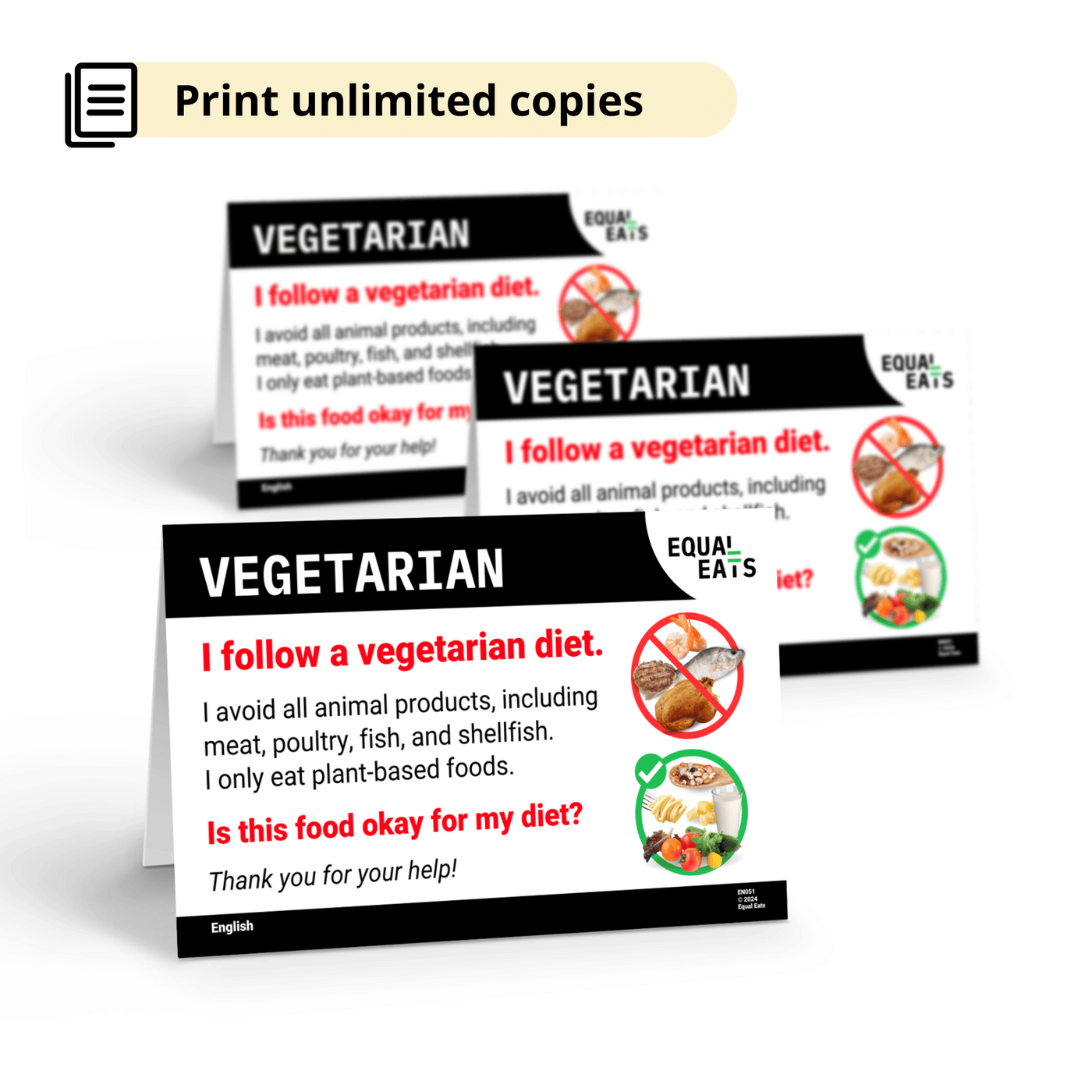 Vegetarian Diet Printable Card