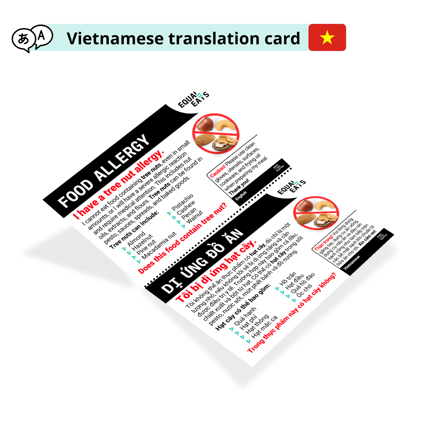 Vietnamese Tree Nut Allergy Card