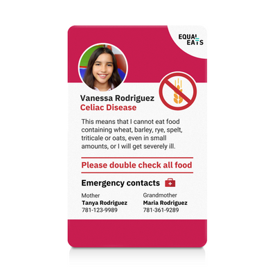 Viva Magenta Celiac Disease ID Card (EqualEats)