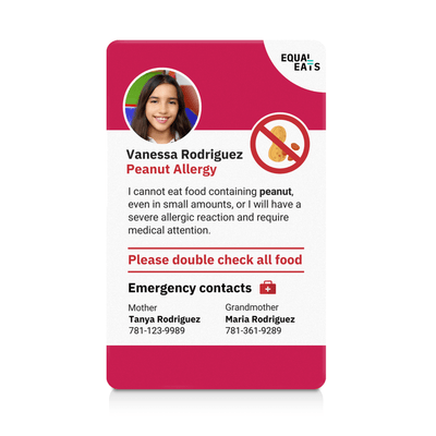 Viva Magenta Peanut Allergy ID Card (EqualEats)