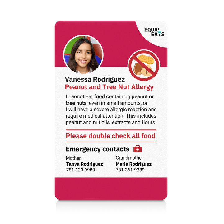 Viva Magenta Peanut and Tree Nut Allergy ID Card (EqualEats)