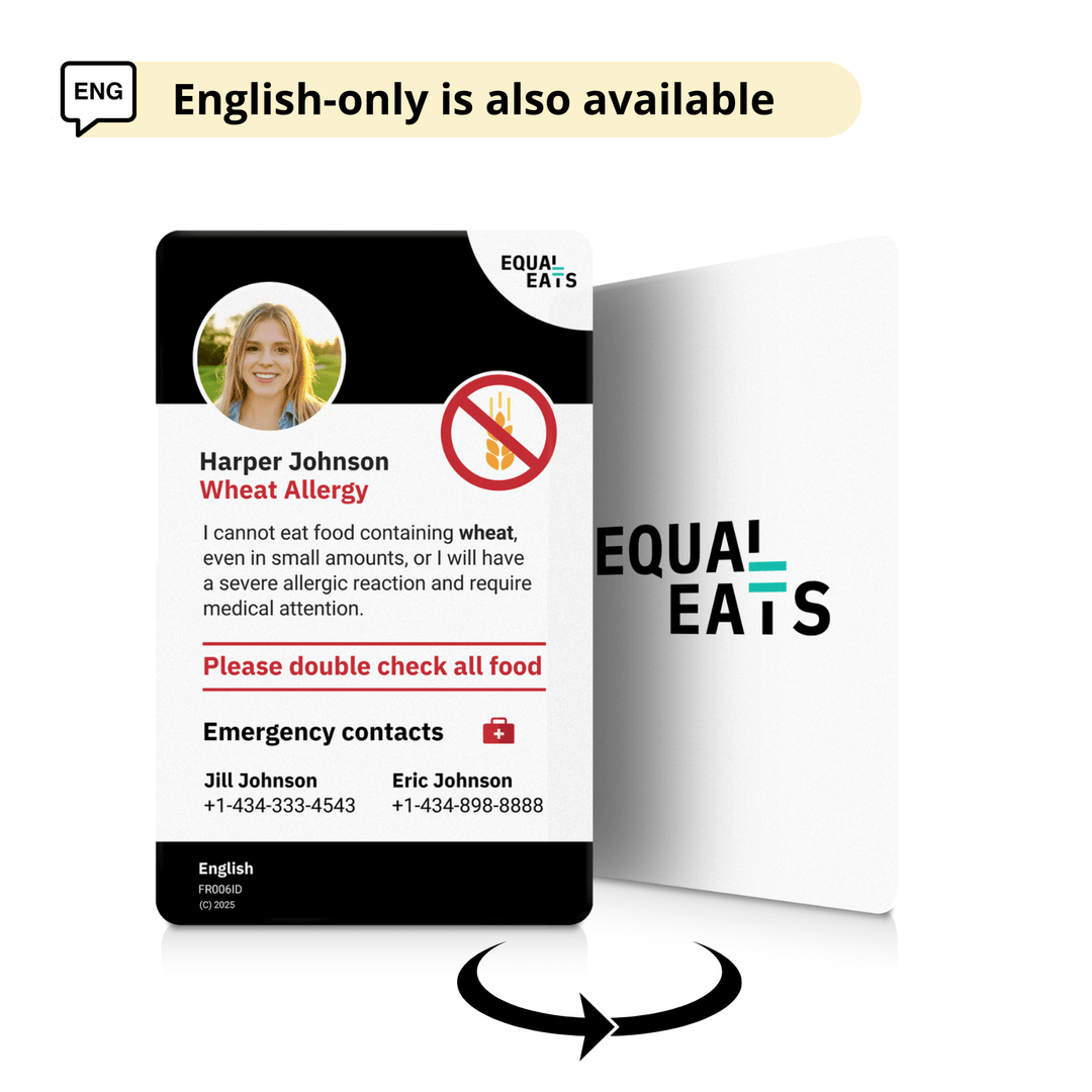 Wheat Allergy Emergency ID Translation Card