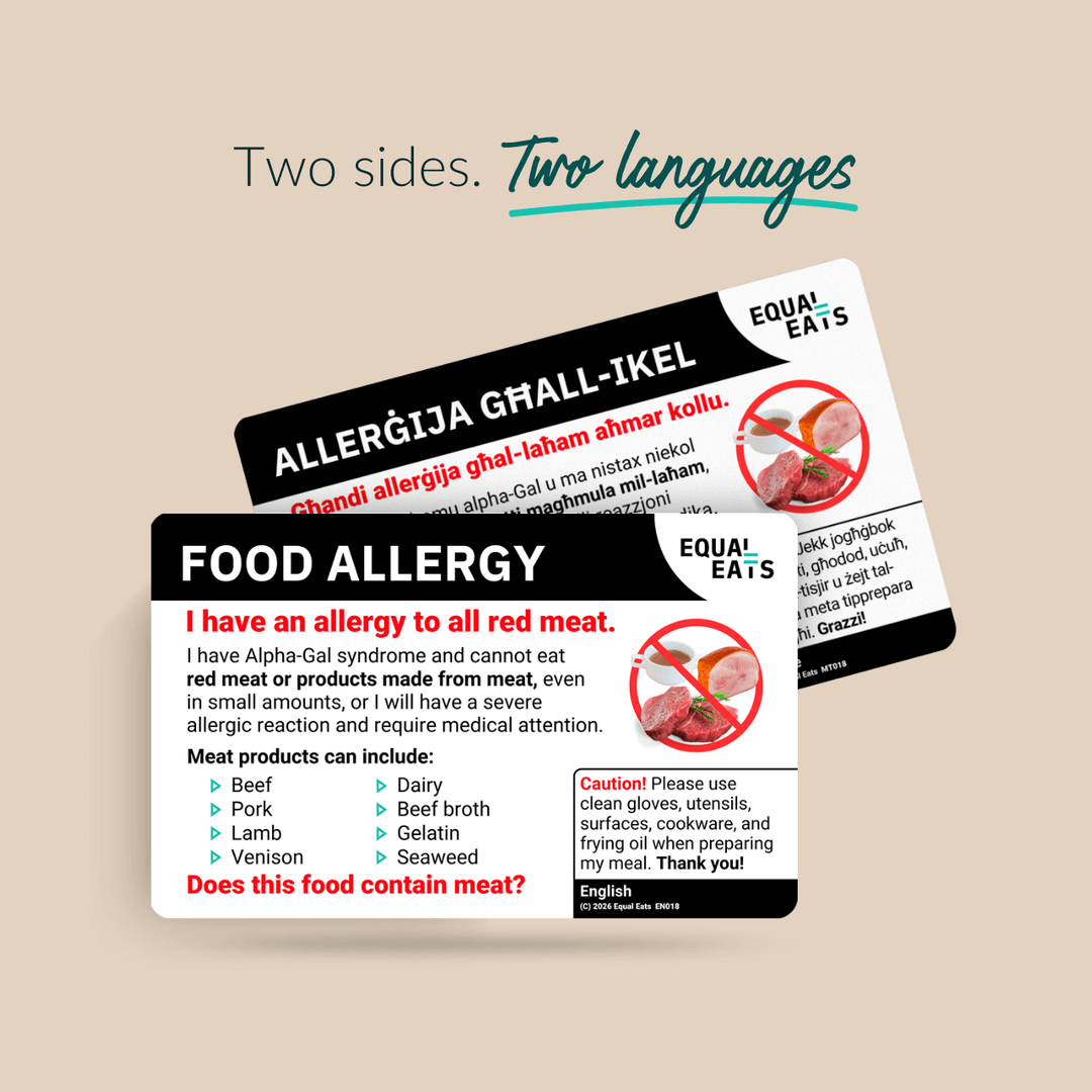 Alpha Gal Allergy Card
