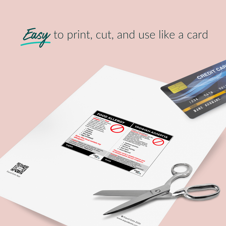 Printable Customized Food Allergy Card (PDF Download)