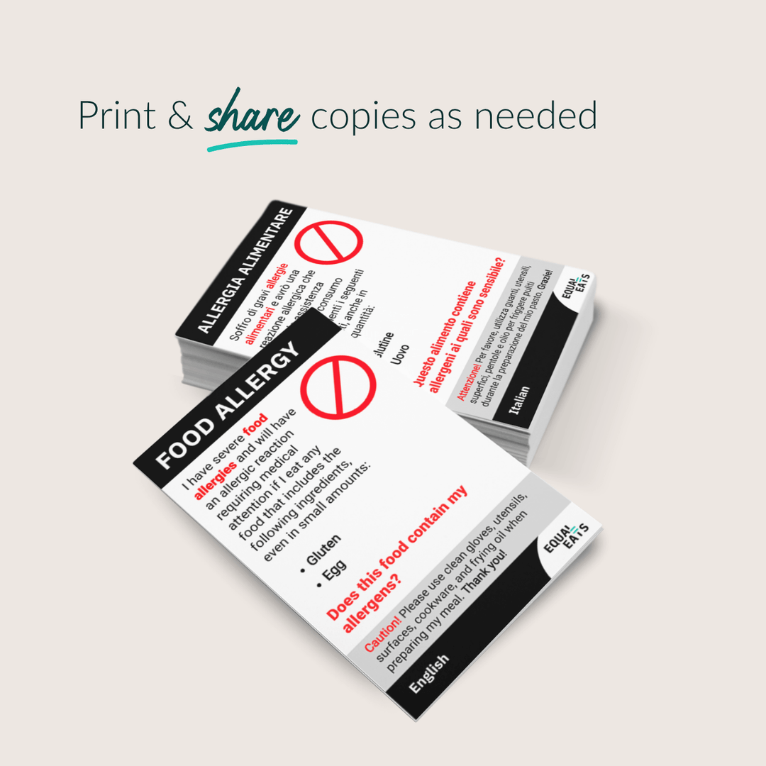 Printable Customized Food Allergy Card (PDF Download)