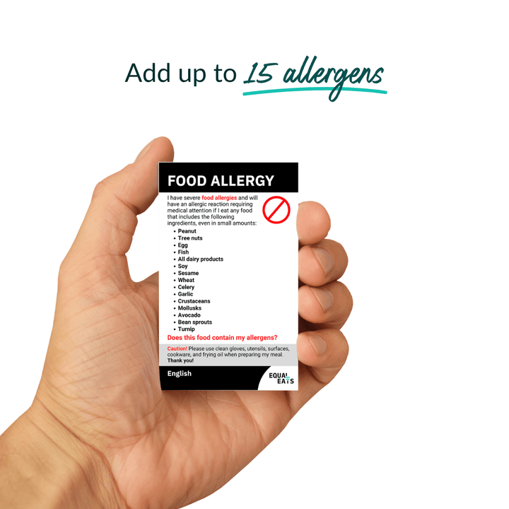 Printable Customized Food Allergy Card (PDF Download)
