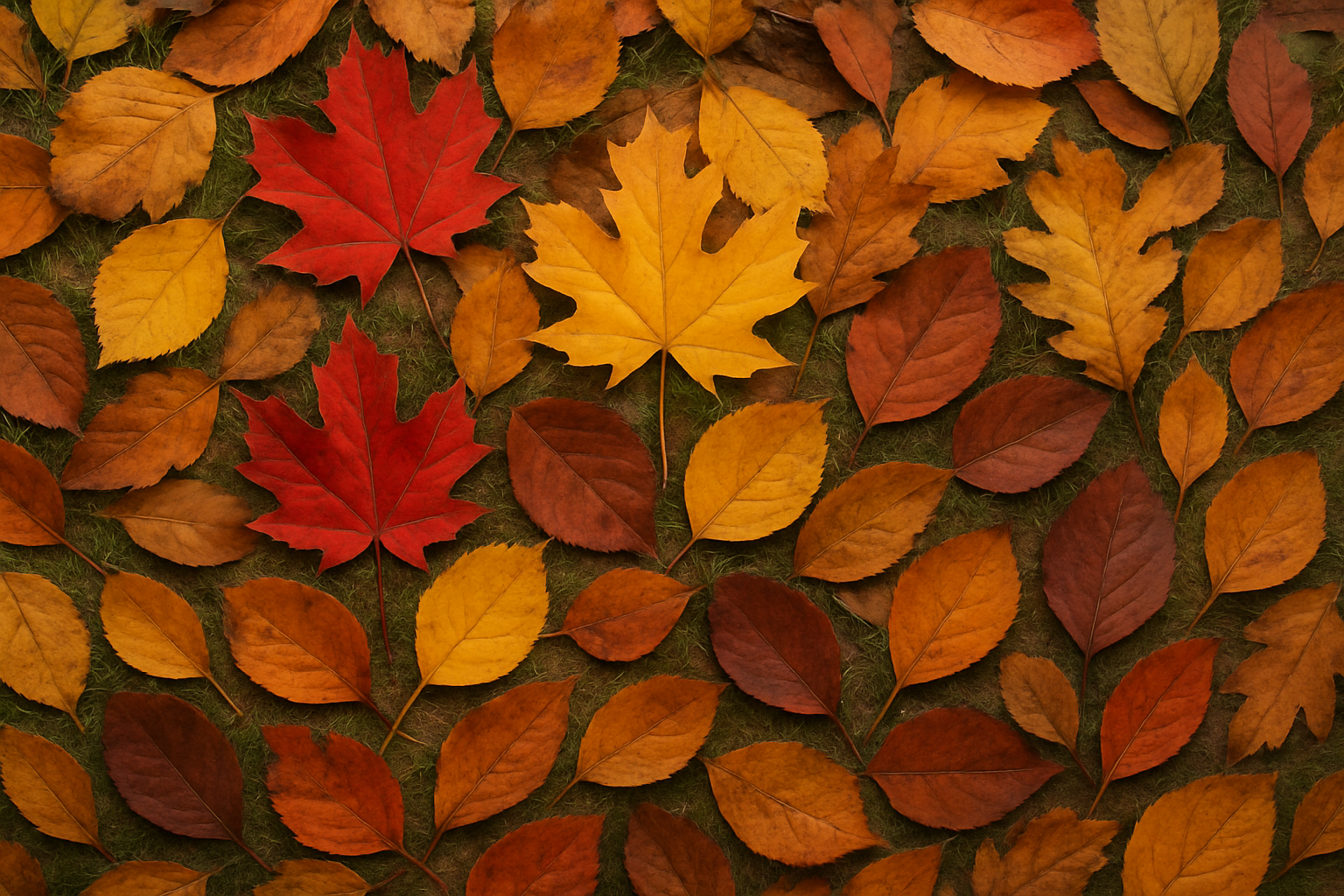 different fall leaves on the ground