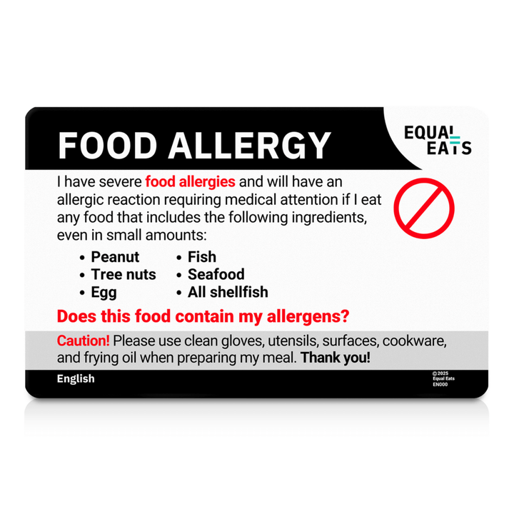 Customized Multiple Food Allergy Translation Card