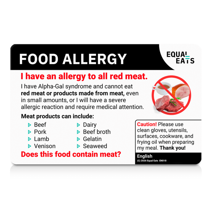Alpha Gal Allergy Card