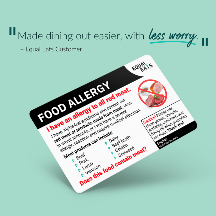 Alpha Gal Allergy Card