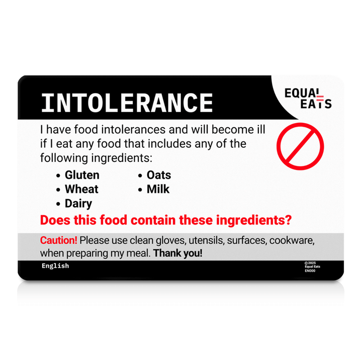 Customized Intolerance Translation Card
