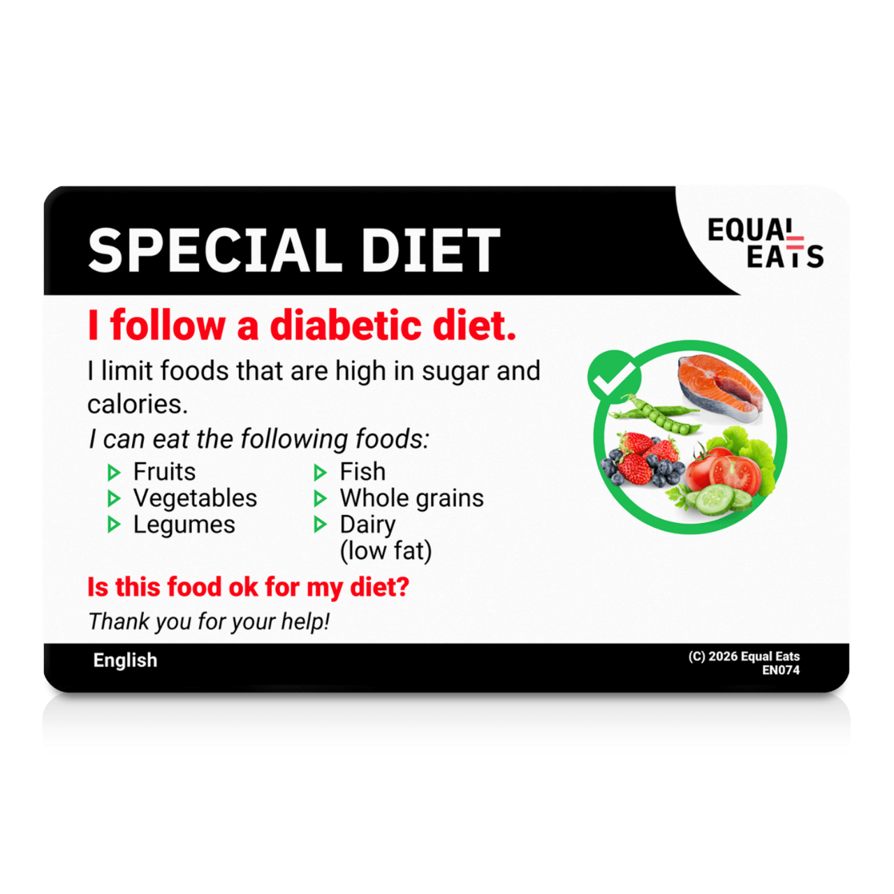Diabetic Diet Card | Your Diabetes Food Restrictions Noted – Equal Eats