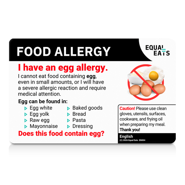 English side of the egg allergy translation card