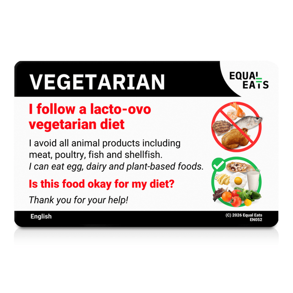 English side of the lacto ovo vegetarian translation card