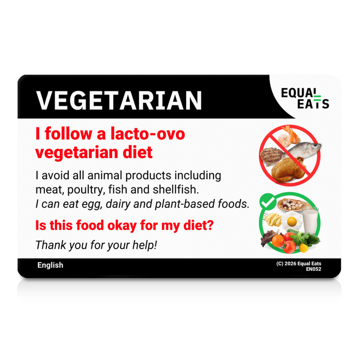 Lacto Ovo Vegetarian Translation Card