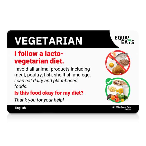 English side of the lacto vegetarian translation card