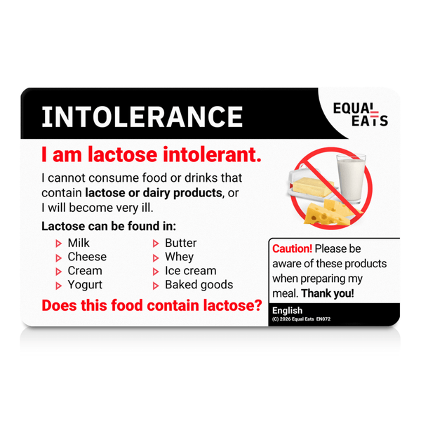 English side of the lactose intolerance translation card