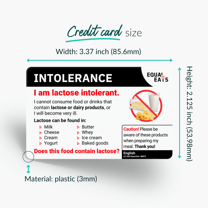 Lactose Intolerance Translation Card