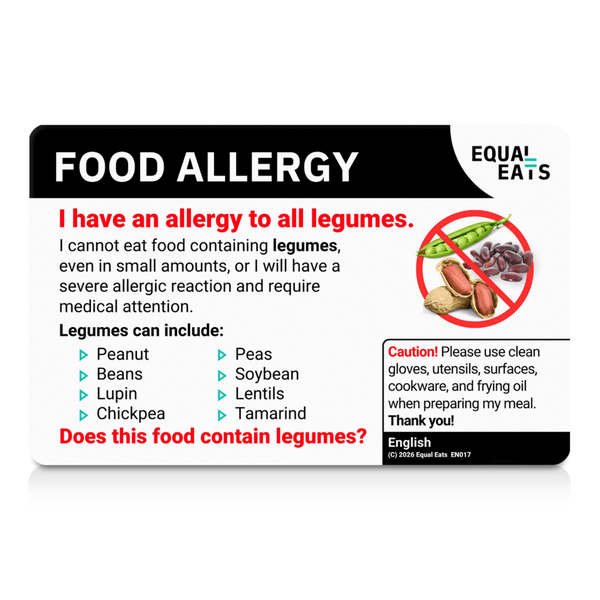 English side of the legume allergy translation card