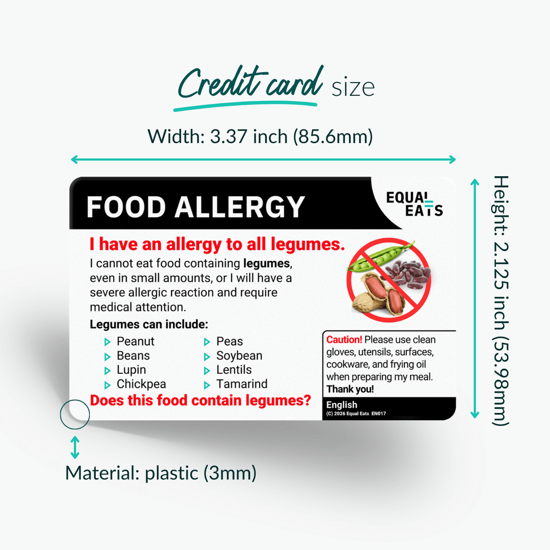 English Legume Allergy Card