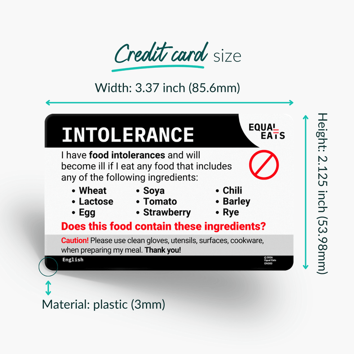 Customized Intolerance Translation Card
