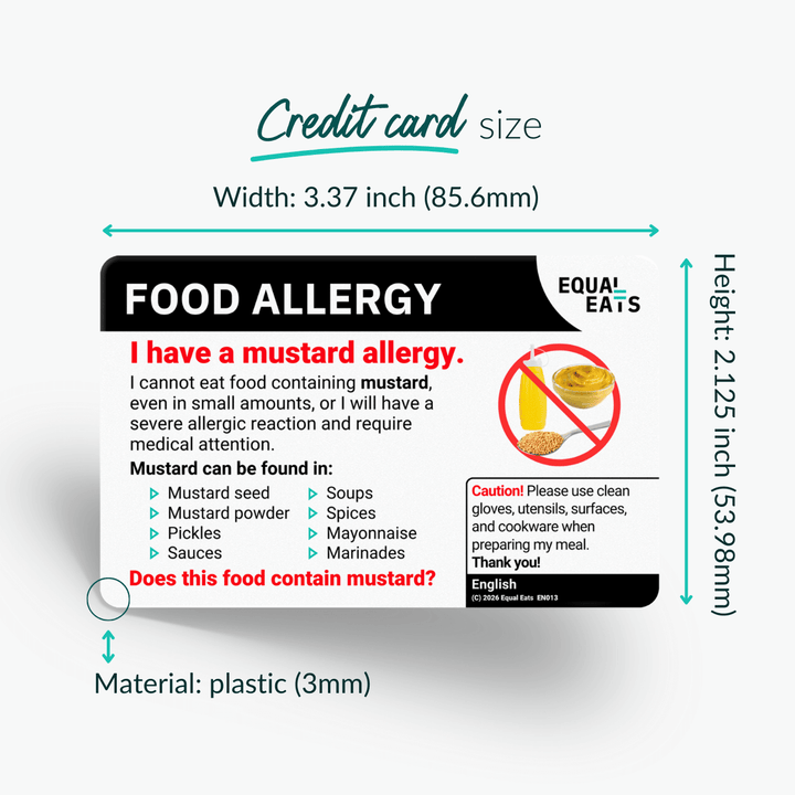 Traditional Chinese (Taiwan) Mustard Allergy Card