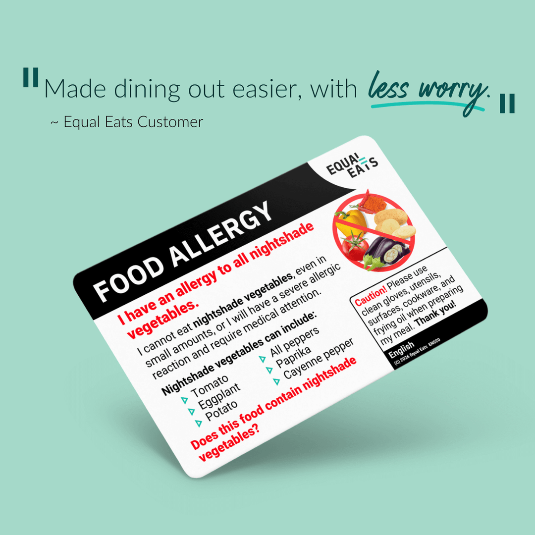 Nightshade Vegetable Allergy Translation Card