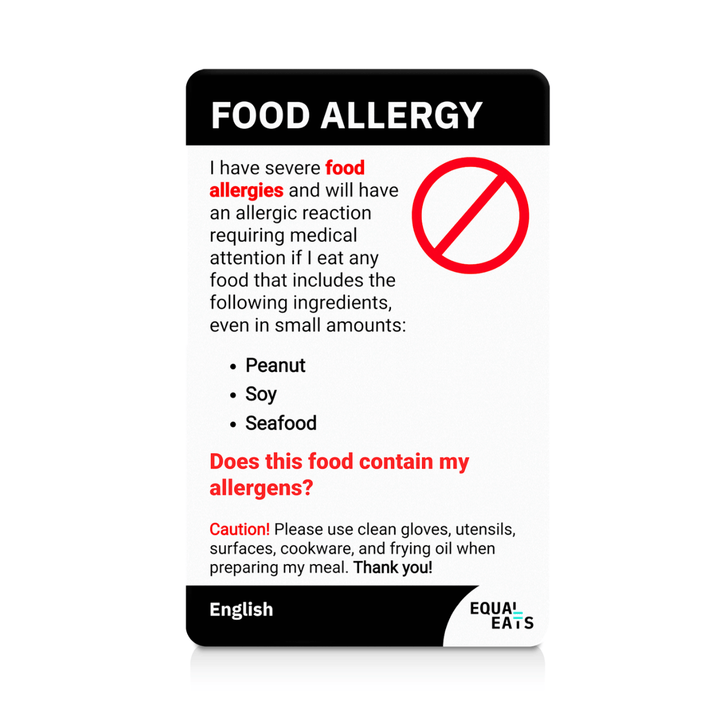 Customized Food Allergy Translation Card