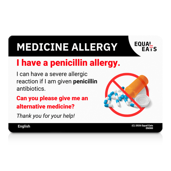 The English-language side of the penicillin allergy translation card