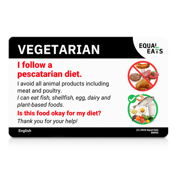 English side of the pescatarian translation card